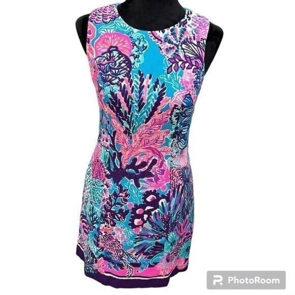 LILLY PULITZER Mila Shift Dress Turquoise Oasis Snuba Dubba Print - Picture 9 of 10
